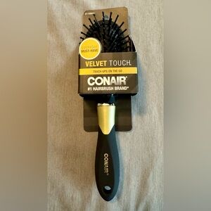 New Conair Velvet Touch Cushion Brush, Travel Brush, Compact Size, Black